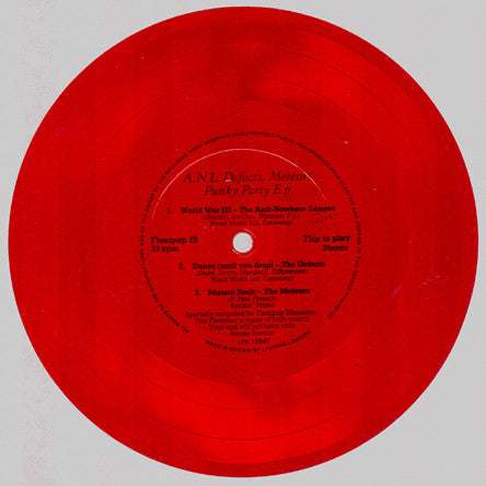 Anti-Nowhere League, The Defects, The Meteors (2) : Punky Party E.p. (Flexi, 7", S/Sided, EP, Comp, Red)